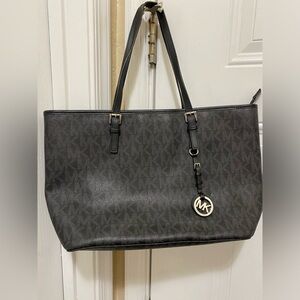 Michael Kors Black Logo Tote Silver Hardware